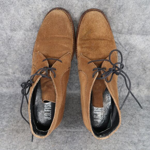JD Fisk Shoes Mens 8 Boots Leather Casual Classic Brown Derby Chukka Lace Up Mid - Picture 6 of 15